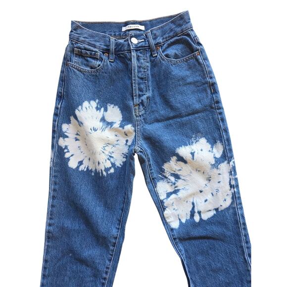 Pacsun High Rise Straight Jeans 24 Womens Bleached Design Raw Hem Button Fly - Picture 2 of 8